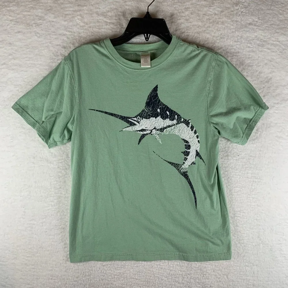 Gymboree T-Shirt Boys‎ 12 Green Atlantic Blue Marlin Fish Crew Short Sleeve 6482